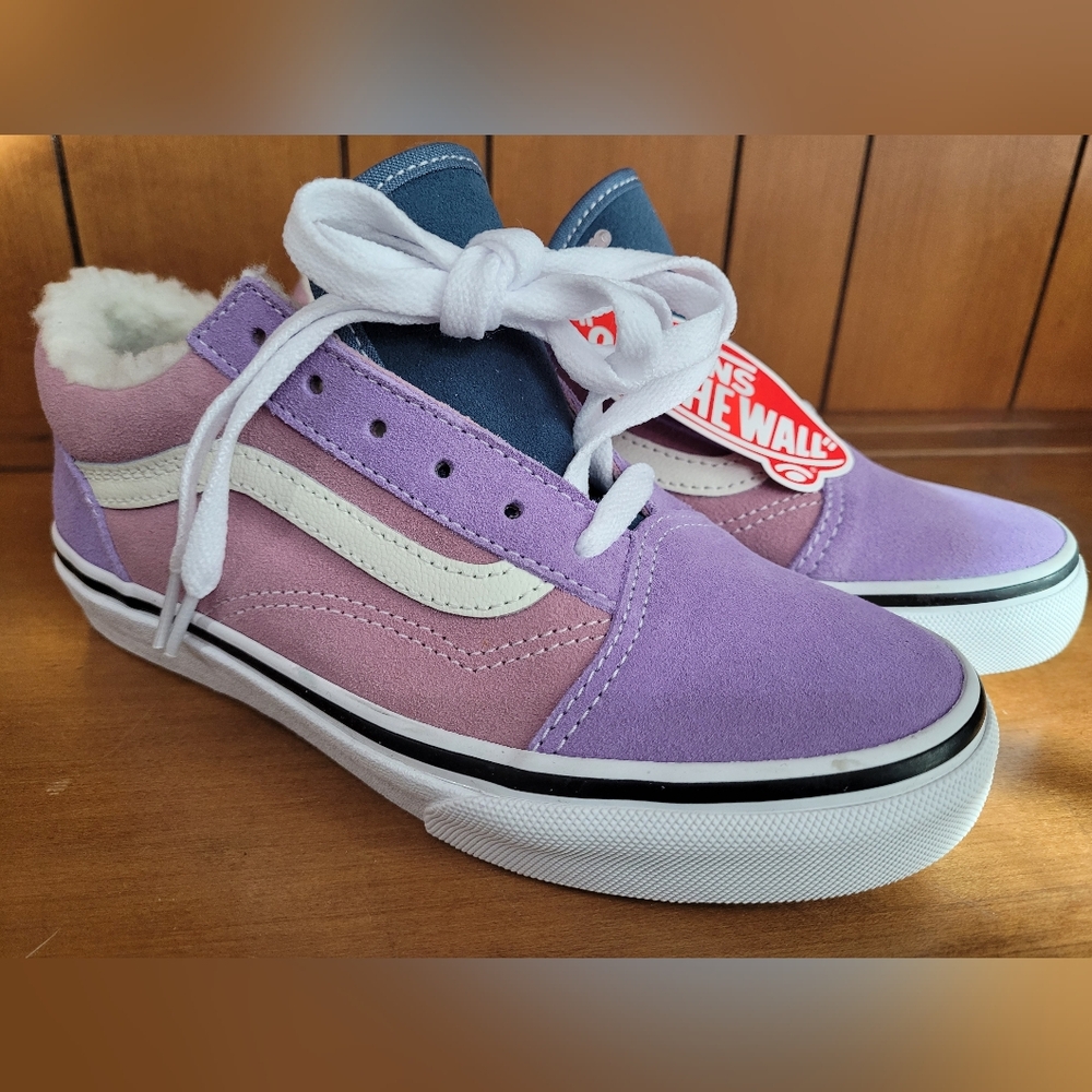 NEW Vans Unisex Youth Old Skool Shoe Suede/Sherpa Multi Color Block Size 3